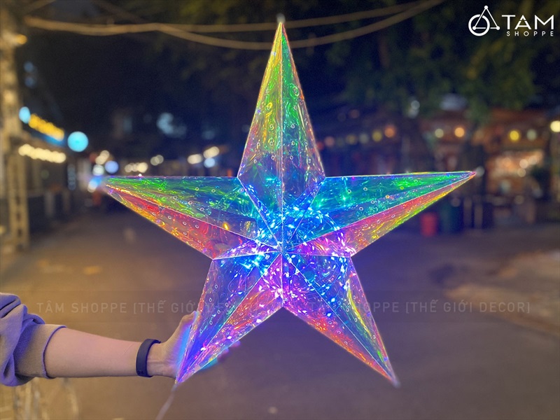 Ngôi sao đèn Led ánh sáng cầu vồng huyền ảo [Nhựa Supo - Phát sáng rực rỡ] ĐK60cm LDEN-NHUA-03